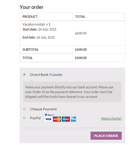 Screenshot of the Checkout Page