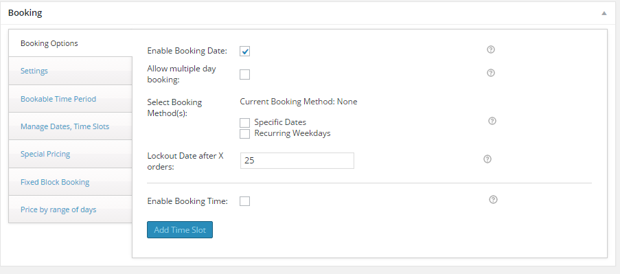 WooCommerce Product Delivery Date - General Booking Settings