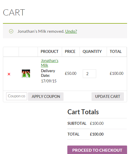WooCommerce Product Delivery Date - Cart Page