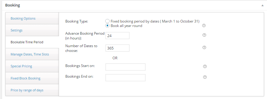 Change booking rates for different seasons with WooCommerce - Bookable Time Period Settings