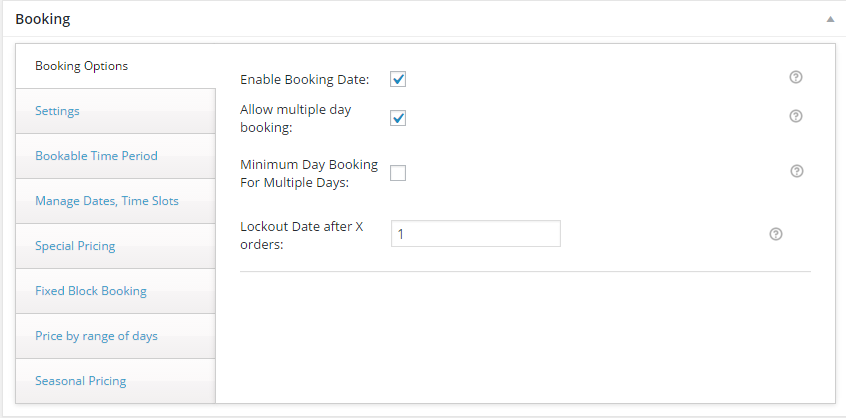 Change booking rates for different seasons with WooCommerce - Booking Settings