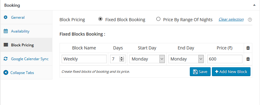 Block Pricing - Fixed Blocks