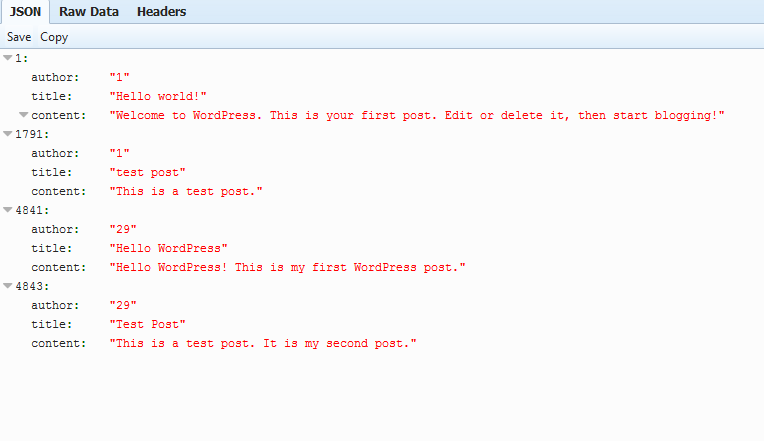 WordPress REST API Posts JSON