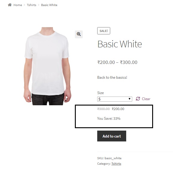 display “You Save x%” below sale prices for simple and variable products in WooCommerce - Variable Product with You Save Percentage Displayed below the Variation Price