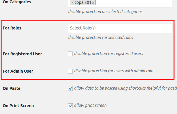 Disable protection for certain roles and allow copy tools to function for few users. gif