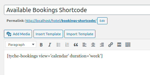 Shortcode for Available Bookings